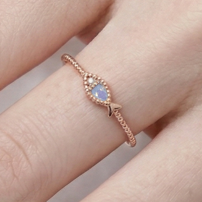 925실버 오팔큐빅 행운 물고기 실반지