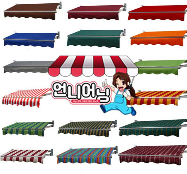 언니어닝 어닝 32종 가게 야외 천막 그늘막 테라스 접이식 캐노피 수동 고정, 1개, 2.5미터x1.5미터