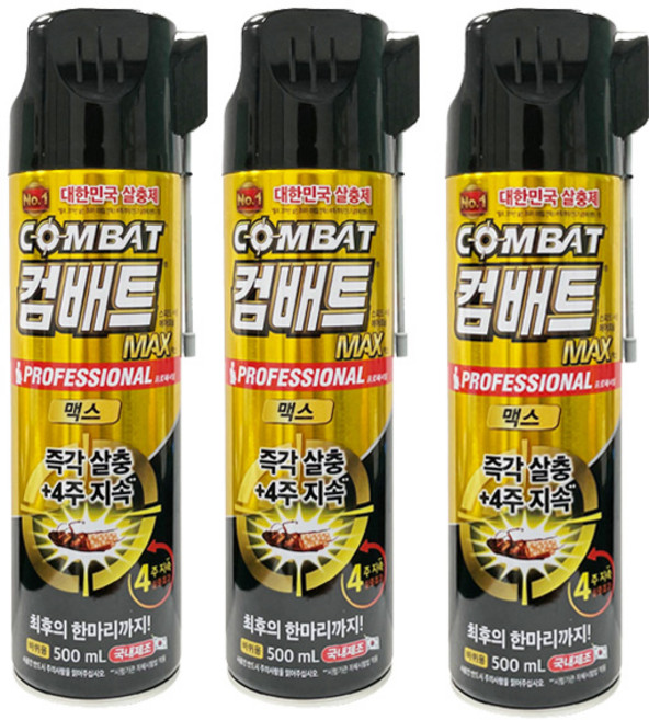 컴배트 바퀴 맥스 에어졸, 3개, 500ml