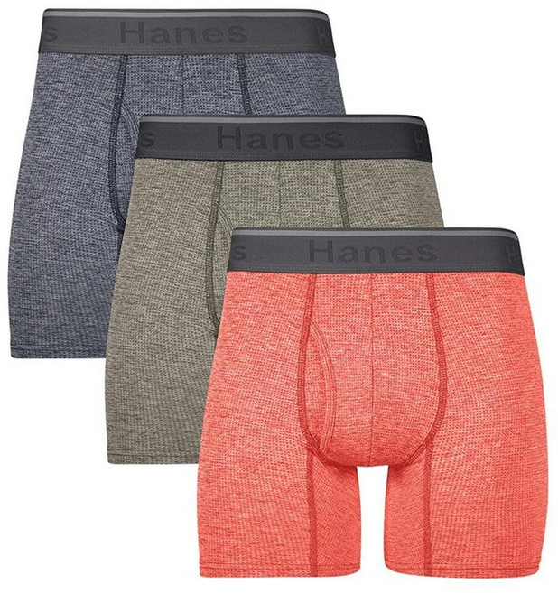 Hanes 남성용 컴포트 플렉스 핏 통기성 스트레치 메시 복서 브리프 3팩 레드/그린/인디고