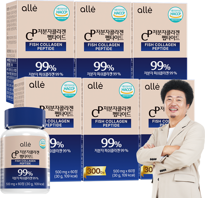 저분자 콜라겐 펩타이드 피쉬 어린 식약청인증 HACCP 알레, 6개, 60정