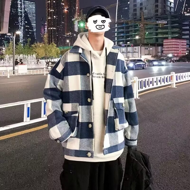 男士冬季加厚短款毛呢夾克風衣外套棉服