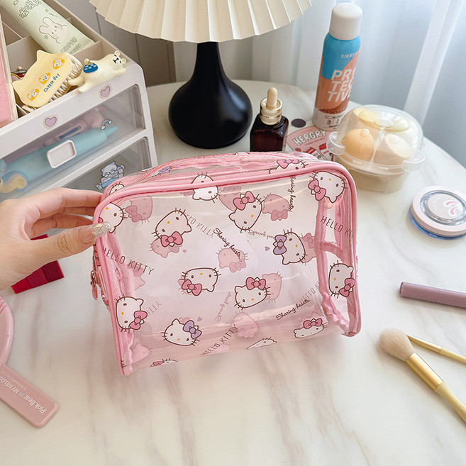 문구보따리 짱구 산리오 화장품 파우치 투명 파우치 여행용 다용도