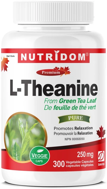 뉴트리돔 캐나다 엘테아닌 250mg L-테아닌 녹차잎 추출 300식물성캡슐, 1개, 300정 - 쿠팡