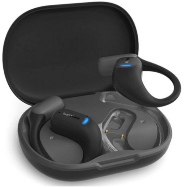필립스 Hi-Fi ENC 노이즈캔슬링 무선 오픈 귀걸이형 블루투스 5.4 이어폰 TAA6709 다크그레이 28시간 방수가능