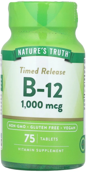 Nature's Truth 비타민 타임 릴리즈 B-12 1000 mcg 75 타블렛, 2개, 75정 - 쿠팡