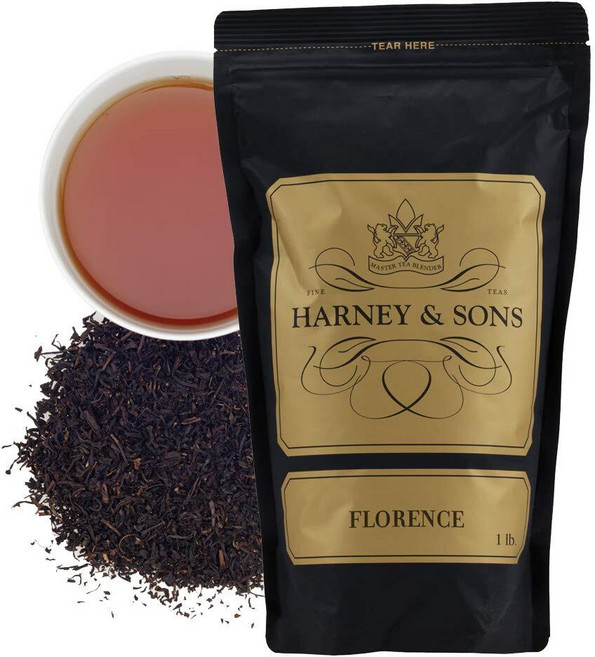 Harney & Sons Florence | 118ml(4온스) 루즈 초콜릿 헤이즐넛 홍차 틴, 플로렌스 - 초콜릿 헤이즐넛, 1 Pound (Pack of 1), 118.3ml