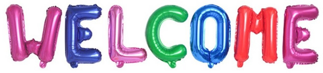 WELCOME 컬러 대형 풍선 영문 메시지 월컴 환영 호일 은박 벌룬 업소 환영 개업 입구 장식, 메세지은박풍선세트웰컴(컬러풀)