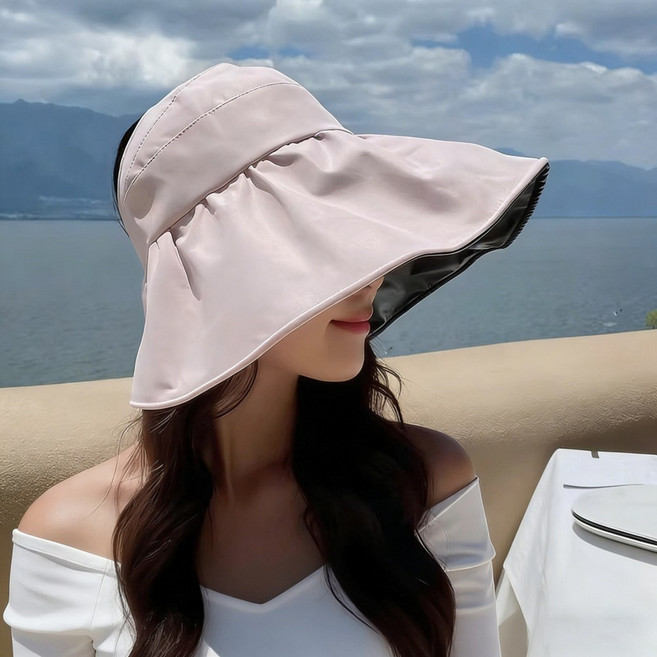 S.S.N 여성용 와이드 썬햇 자외선차단 여름 모자 반개방 통풍 햇빛가리개