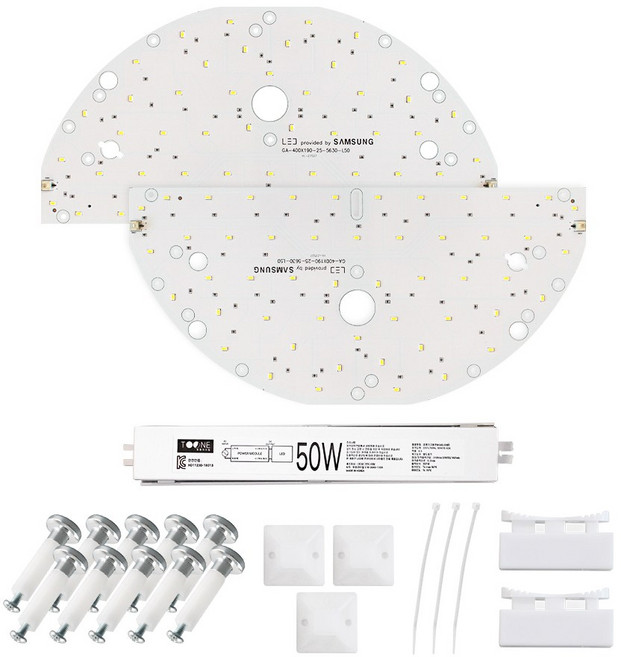 LED모듈 기판 리폼 세트 원형방등(400x190mm) 50W 삼성 국산 자석 설치, 원형방등400x190mm(2장)50W, 보급형 / 삼성 SA등급(3528칩), 6500K(밝은 하얀빛)