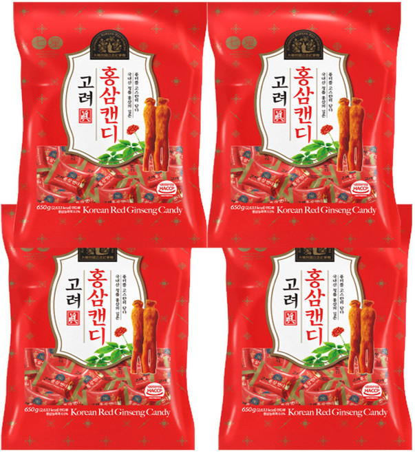 GloRyHy 213 고려홍삼캔디 대용량 칠성제과 Korena Red Ginseng Candy, 4개, 650g