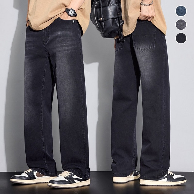 wassup 남자 청바지 바지 통바지 일자핏 슬렉스 베이직 와이드 청바지