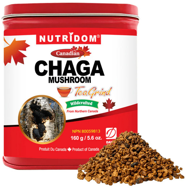 캐나다 뉴트리돔 야생 차가버섯 야생 버섯 차용 그라인드 Chaga Mushroom Tea Grind 160g, 1개