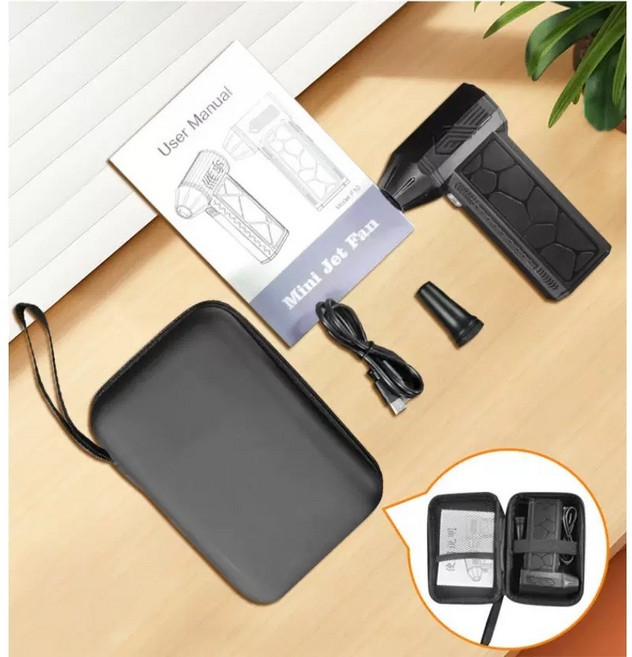 迷你噴射風扇 4000mAh 3段調速 附收納包, 1個, 暴力漩渦吹塵至尊款13W轉+收納包