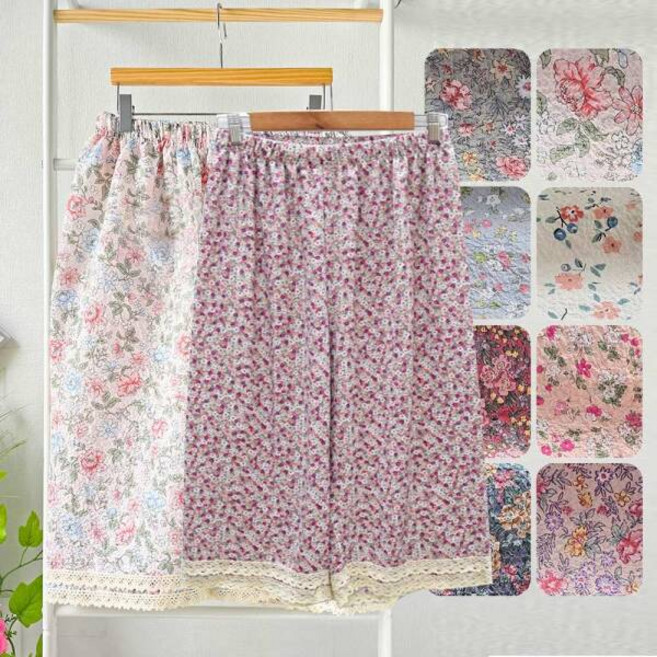 [마마로] 2장세트 여성 인견 밴딩 몸빼 레이스 꽃무늬 7부 여름 파자마 홈웨어 잠옷바지