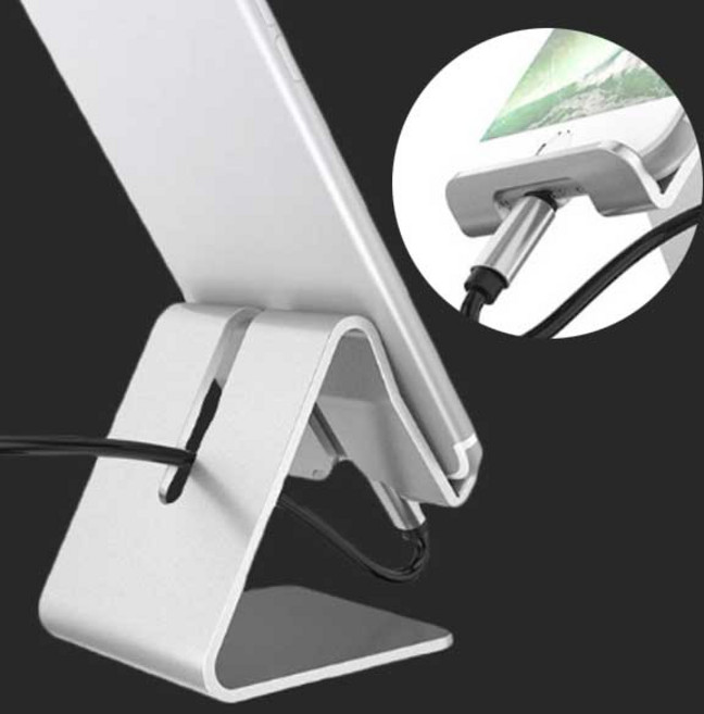 알루미늄 휴대폰 탁상용 책상 스탠드 받침대 사무실 병원 식탁 핸드폰거치대, 골드