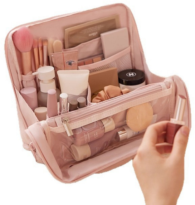 스탠딩 대용량 여성용 화장품파우치 여행용 메이크업가방 넉넉한 수납공간 심플한 휴대성 다용도