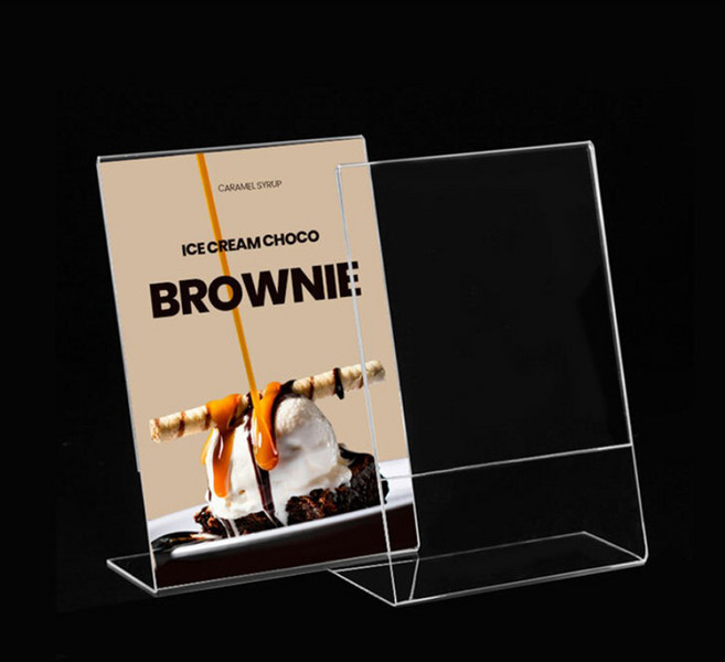 간편하게 교체가 가능한 테이블 스탠드 투명 아크릴 판촉물 POP꽂이(세로형), 2개