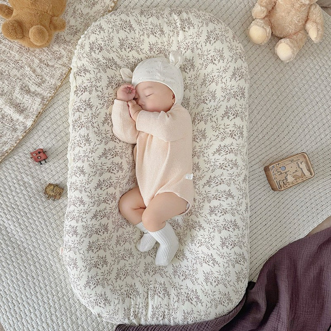 新生嬰兒防嗆奶安撫床墊, 95*55cm 棉紗布 豆豆絨 床中床, 1個