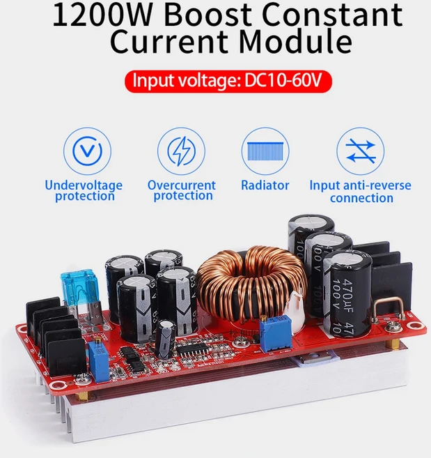 1800W 40A DC-DC 부스트 컨버터 스텝 업 전원 공급 장치 모듈 ~ 조정 가능한 충전기, 03 1200W 20A, 01 빠른