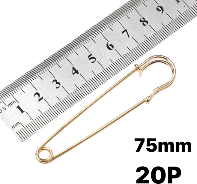 BLUNIZ 침구 이불 고정 의류장식용 대형 옷핀 75mm 20p, 20개, 골드