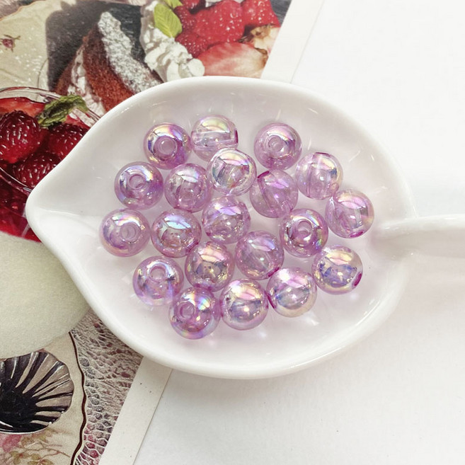 20개) 10mm 오로라 구슬비즈 원형비즈, 퍼플