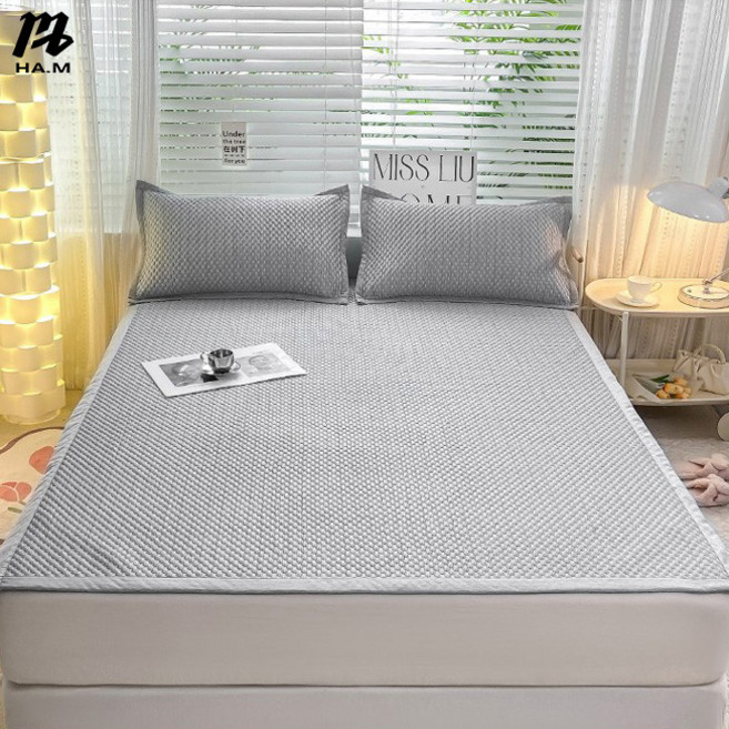 HAM 여름 쿨링 아이스 돗자리 3종 세트 여름 접이식 에어컨 푹신푹신 매트 여름 쿨매트 냉감패드, 쿨매트+쿨베개 세트, 그레이