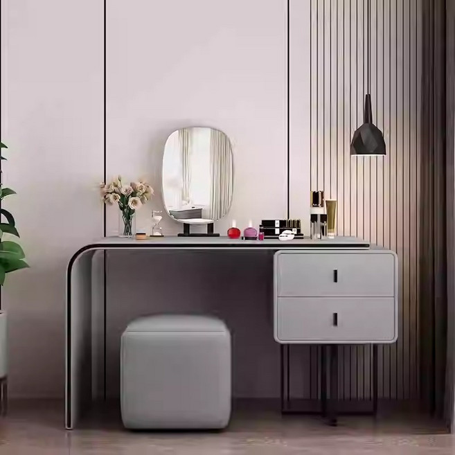 허먼제이 화장대 서랍장 세트 책상 테이블 스툴 거울 조명 800 확장형 안방 원룸 수납장, 라이트 그레이