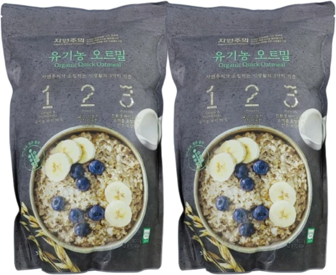 자연주의 유기농 오트밀, 2개, 800g - 쿠팡