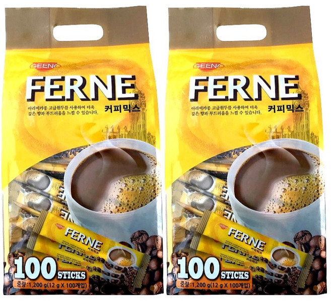 지노 페르네 모카골드 100T x 2개 / 페르네 커피믹스 일회용커피믹스, 단품, 12g, 100개입