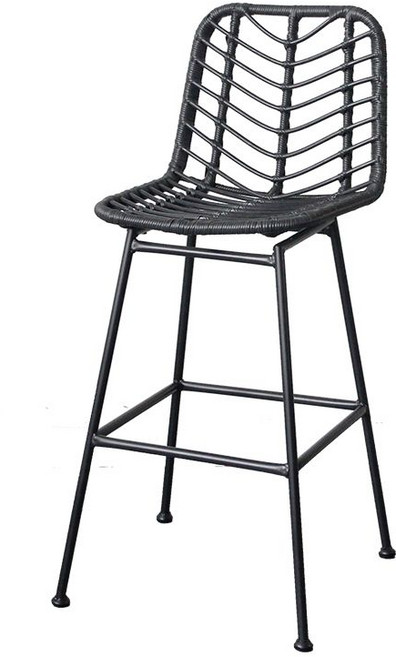 라탄 홈바 높은의자 하이 스툴 카페 아일랜드식탁 바텐, 블랙 높이 75cm  하이백 모델, 1개