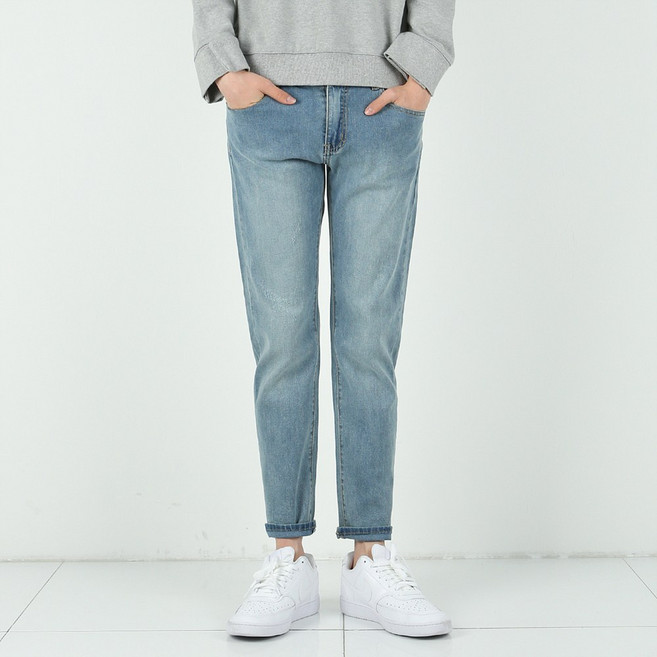 [데님공방] 히든밴딩 스판청바지 3컬러 테이퍼드핏 스크래치 워싱 데님팬츠 S-2XL