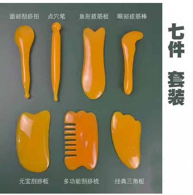 괄사 튼튼넥 림프순환마사지 도자기 괄사 Gua Sha 보드 왁스 송진 스파 마사지 밀랍 Guasha 스크래핑 키트, 1개