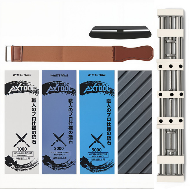 AXTOOL S급 장인 숫돌 1000방 3000방 5000방+프리미엄 숫돌 받침대 평탄화 숫돌 7종 세트, 1개