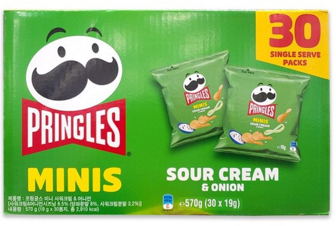 코스트코 프링글스 미니 사워크림 & 어니언 감자칩 570g(19g x 30개) 스낵 안주