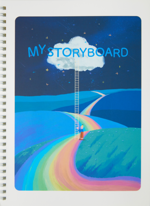 키즈바인더 초등 스프링 웹툰형 스토리보드 연습장(100페이지), 1개, 밤(연필)