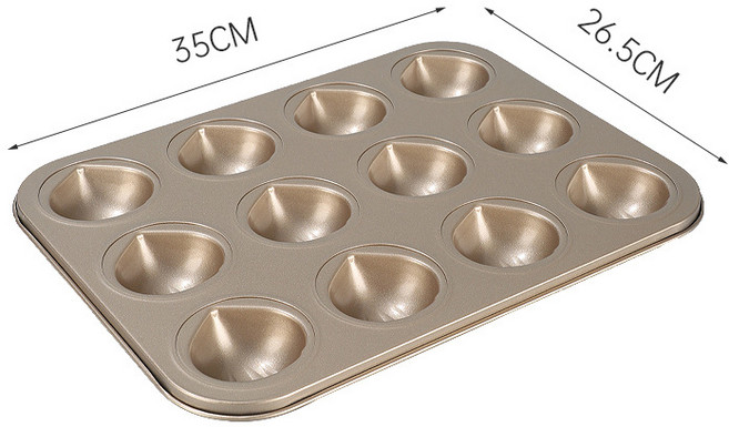 뉴타임즈 버터떡 양식 모듬 마들렌 모듬 6구 9구 12구 오븐용 베이킹 접시 비스듬 청소 쉬운 비점착성, 1개, 버터 떡용 밤형 몰드 12구