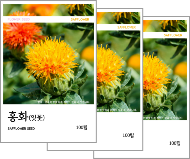 홍화씨(잇꽃) 씨앗 100립, 3개
