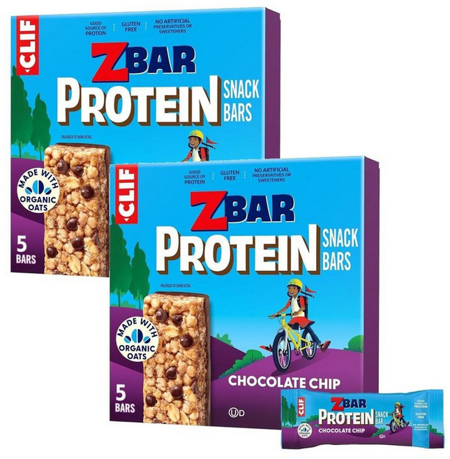 Clif Kid ZBar 단백질 초콜릿 칩 귀리 스낵바 에너지바 5개입 25g 2개