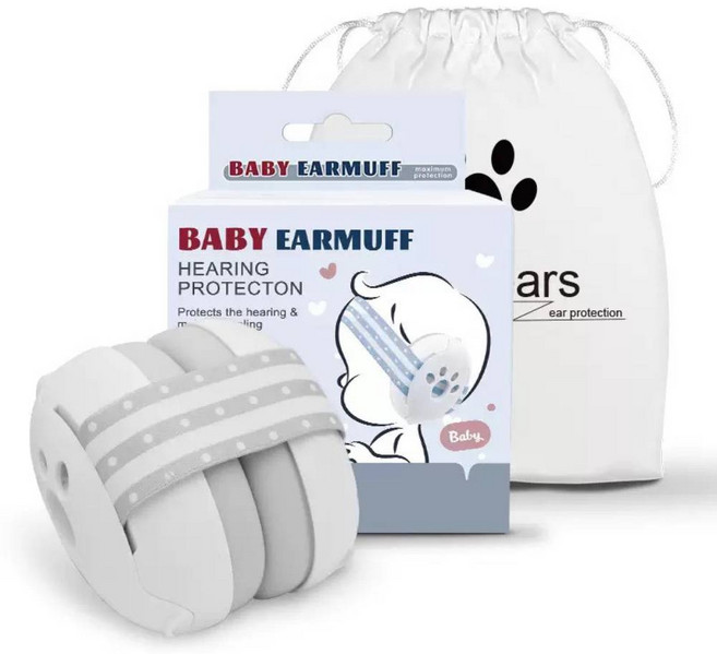 嬰兒降噪耳罩 聽力保護耳罩, 1個, 頭戴式防噪款-白, 1個裝