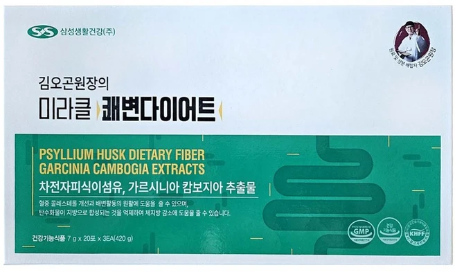 쾌변과 다이어트를 한번에 2중 복합 기능 / 김오곤 원장의 미라클 쾌변 다이어트 7g 60포(1개월분) 차전자피식이섬유 가르시니아콤보지아추출 건강 기능 식품, 60개 - 쿠팡