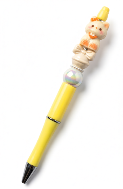 SNS 인기 볼꾸 DIY 볼펜 꾸미기 키트 세트, 1개, 노랑 치즈냥이