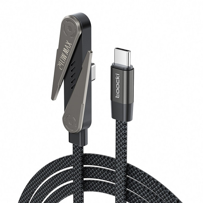 Toocki 240w c to c 타입 PD 3.1초고속 접이식 휴대폰 거치대 충전 케이블, 1개, 블랙, 1.5m