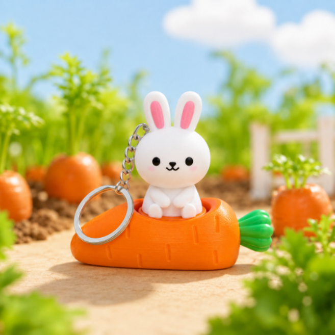 [당근에서 쏙] IJ LIVING 당근토끼 키캡 키링 토끼 캐릭터굿즈 가방키링, 1개