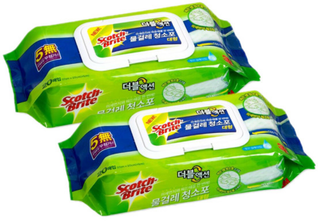 3M 스카치브라이트 물걸레 청소포 더블액션 대형 x 2개, 30세트