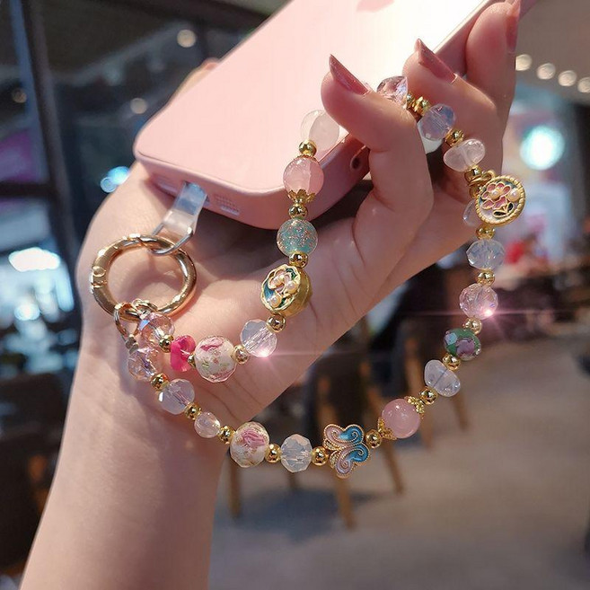 유리크리스탈 폰스트랩 - 여성용 빈티지 나비펜던트 튼튼한 키케이스 액세서리hlw58, 1개