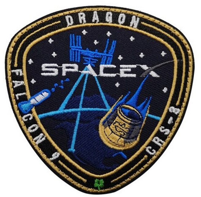 루프스테이션 1 pcs 3d crs 우주 정거장 시리즈 후크 및 루프 패치 수 놓은 완장 수 놓은 패치 nasa spacex crs 8x8cm, v01108-3, 1개