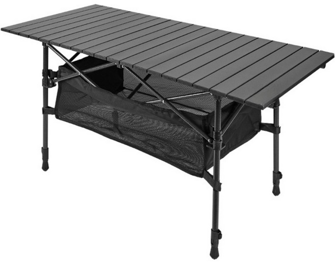 Briliant 높이조절 캠핑 롤 테이블 접이식 캠핑 롤 테이블 G518-015, 블랙