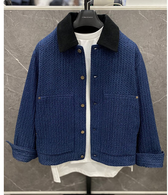 리버클래시 25F/W 다크블루 트위드 와플패턴 오버핏 데님 셔츠 자켓 (LLF32602)_DG