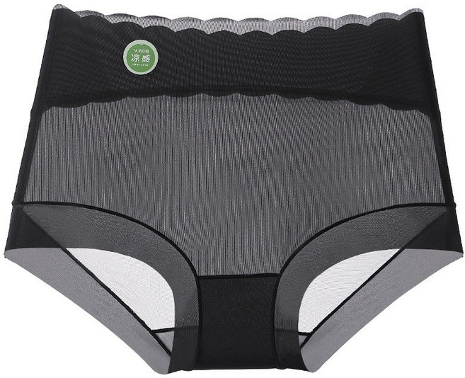 【可開票】-台灣 大尺碼內褲 10D超薄冰絲透氣內褲 無痕內褲 涼感內褲 女內褲 運動內褲 高腰內褲, 黑色,3XL